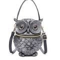 Novelty 3D Owl Crossbody Purse, Embossed Cowhide Leather Statement Handbag