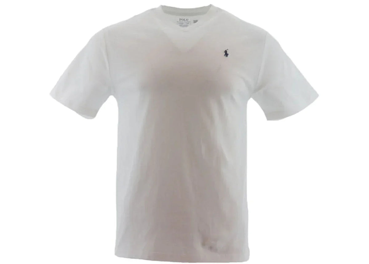 Polo Ralph Lauren Boys Short-Sleeve Cotton Jersey V-Neck T-shirt White