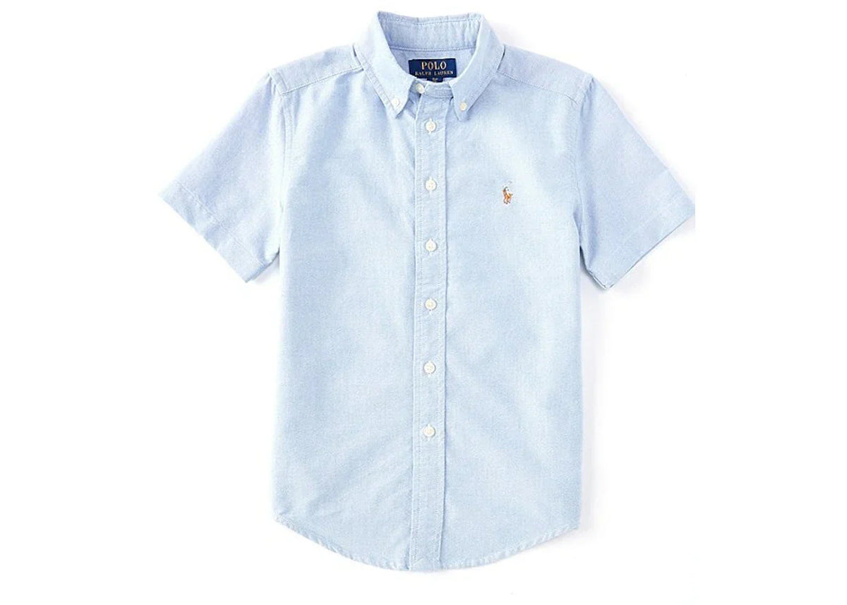 Polo Ralph Lauren Boys Short Sleeve Oxford Sport Solid Shirt Blue