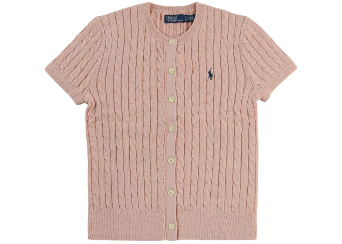 Polo Ralph Lauren Short Sleeve Crewneck Cardigan Pale Pink