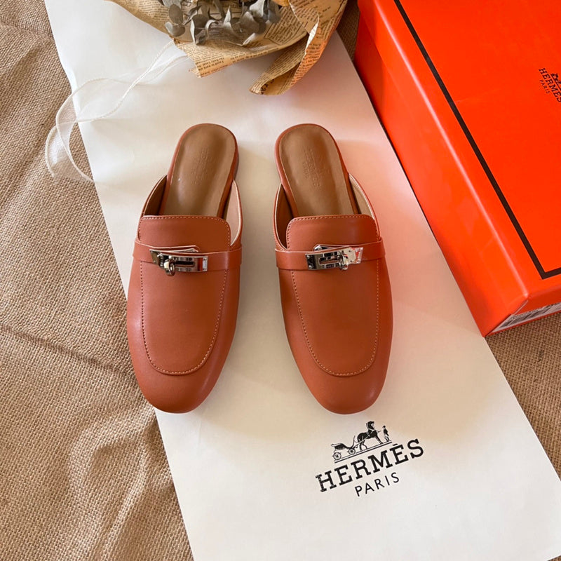 MJHS18 Leather Women Slipper Size 35-42 Shoes with box